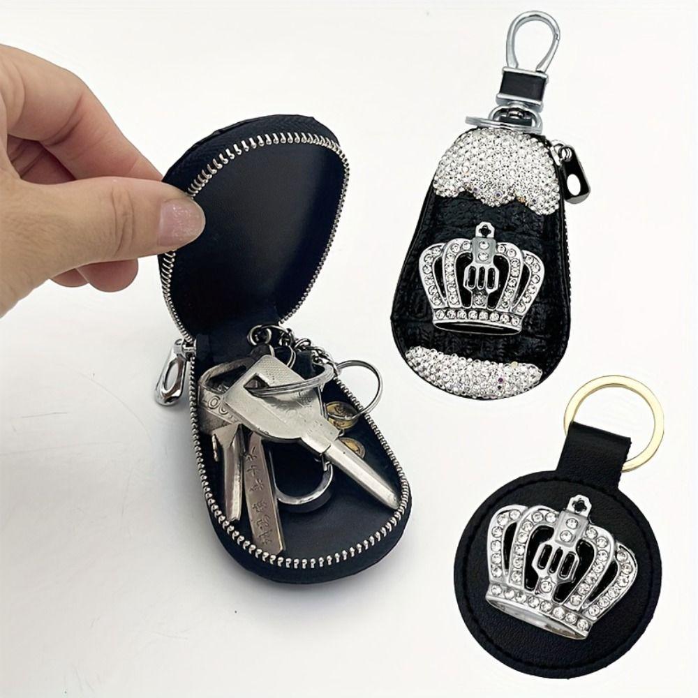 Metal Hook Car Key Case Crystal Rhinestone Keychain Accessories  Key Storage Solution