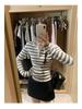 Spicy Girl Striped Slimming Long Sleeve T-Shirt - Stylish Korean Autumn/Winter Top for Women