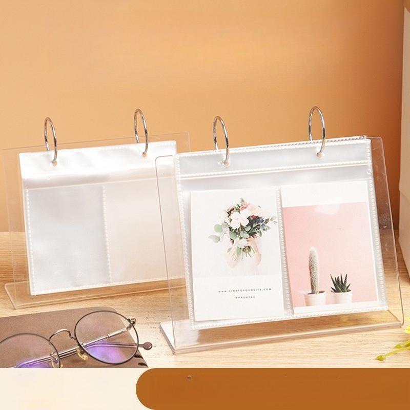 Acrylic Photo Collection Rack Desktop Photo Album Stand Flip Page Card Holder for 3/4/5/6 Inch Photos