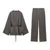 Spring New Trend Texture Double Breasted Kimono Outerwear 5427743 Pajamas Style Pants 5427431