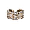 Full diamond ladder square zircon open ring, super flash wide face ring open ring, exaggerated wind