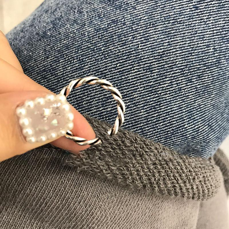 Stylish Korean 925 Silver Cross Twisted X Ring For Women Adjustable Fashion Accessory