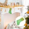 Large Green Knitted Christmas Stocking Letter M Embroidered Xmas Hanging Loop Holiday Party Decor Candy Treat Bag