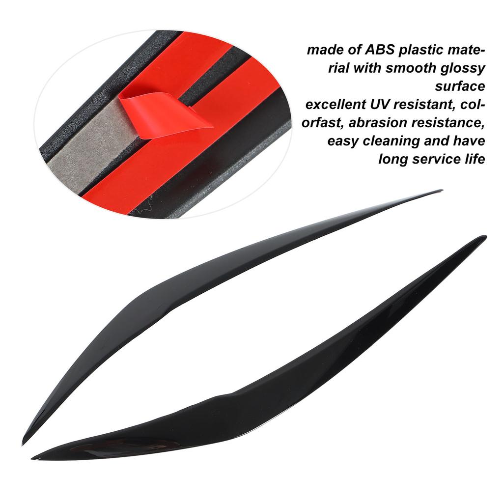 2Pcs Car Headlight Eyebrow Glossy Black Trim Left Right Eyelid Trim for 1 Series F20 F21 Facelift Hatchback 2015‑2019 For Car