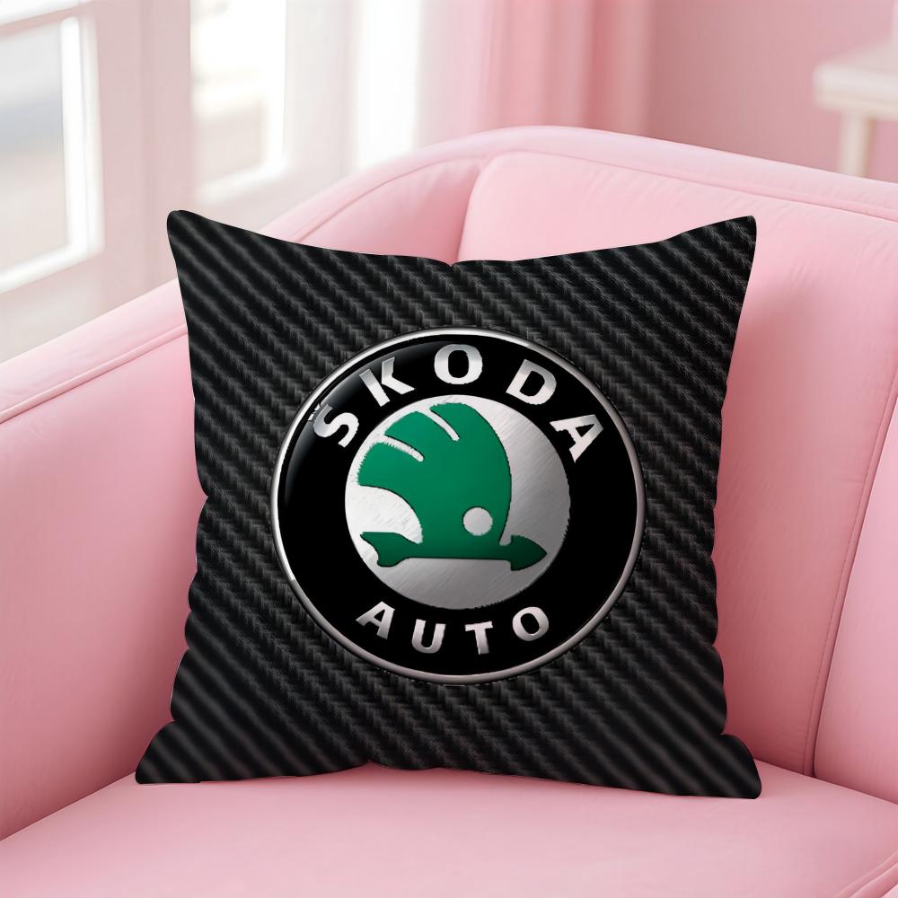 

Fashion Car Brand Logo SSkoda Cushion Cover Pillowcase Short Plush Invisible zipper Room Sofa Cushion Cover 30X30cm
