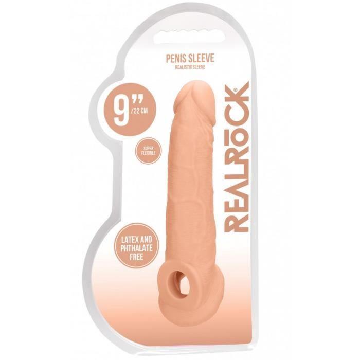 Gaine Réaliste Toucher Peau avec Anneau - 21 cm - mixte / adulte Beige