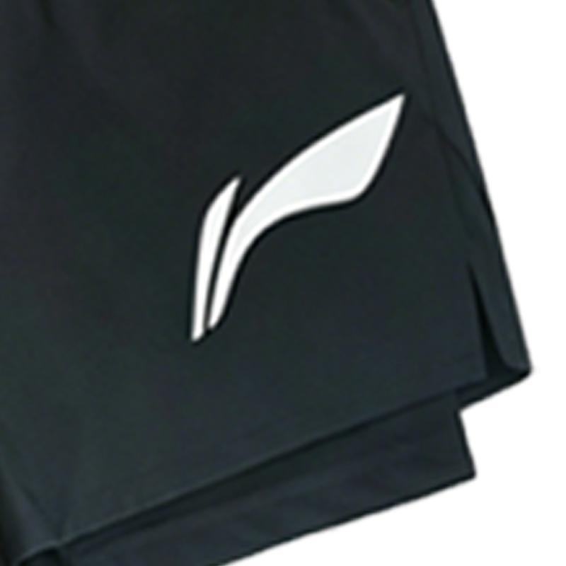 Li-Ning Plain Logo Minimalist Fashion Versatile Breathable Pullover Short Sleeve Casual Sports Suit Unisex suits Black YATW097-1