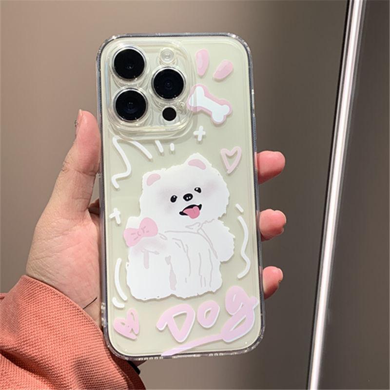 Cartoon Pomeranian puppy Apple 16promax mobile phone case all-inclusive iPhone15 anti-drop 14 cute 13 female 17p
