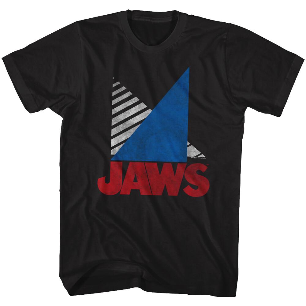 Jaws Movie Mens T-Shirt Shark Fins Licensed Black Cotton Tee New Sizes SM5XL Unisex T-Shirt S
