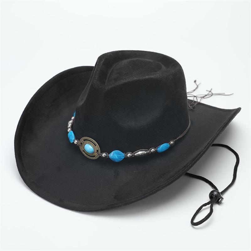 Classic suede western cowboy hat woolen jazz top hat men and women's ethnic style autumn and winter felt hat big eaves hat