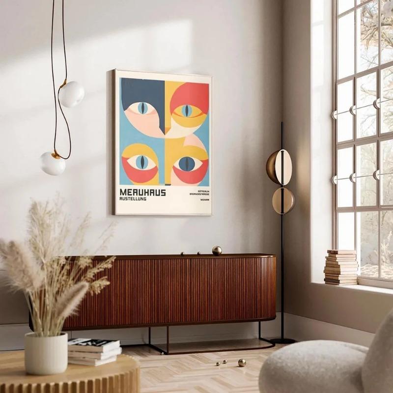 Black and White Cat Bauhaus Pattern Poster Canvas Painting Print Room Home Bar Cafe Decor Room Wall Decor