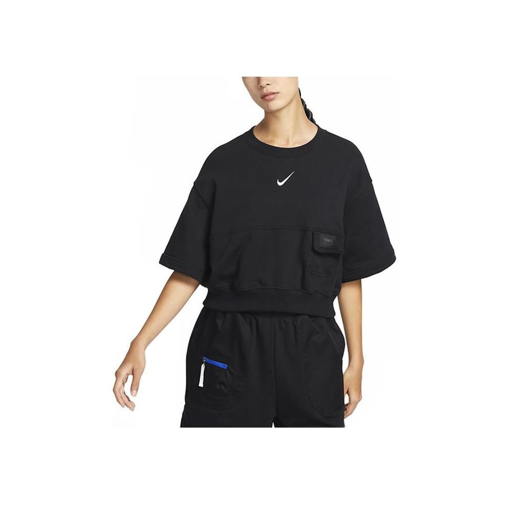 Nike Sportswear City Utility Solid Logo Loose Short Sleeve T-Shirt Women Tops Black DV8039-010