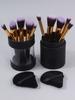 13PCS black PU storage bucket set of 10 soft-bristled makeup brushes, portable dry and wet dual-purpose sponge powder puff set