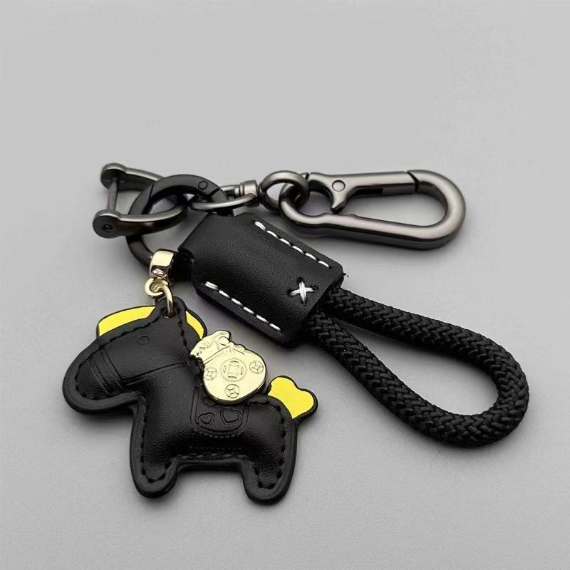 Leather Car Keychain Personalize Key Chains Ring Men's and Women's Bag Woven Rope Keyring