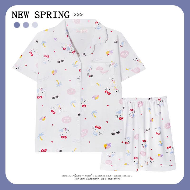 Women’s Cute Cotton Short Sleeve Pajama Set - Summer Style