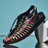 2024 Unisex Korean-Style Breathable Woven Sandals for Plus Sizes - Casual and Beachwear
