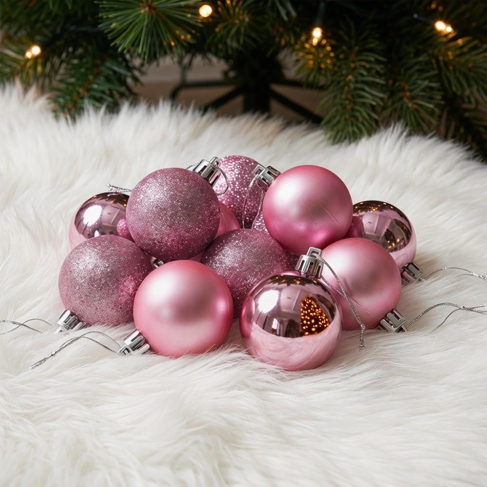 72pcs Plastic Christmas Balls 3 Cm 1.2 In Christmas Hanging Ball Gold Red Pink Decorative Balls Christmas Tree Balls