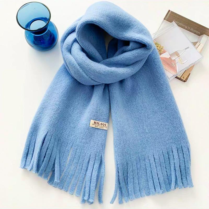 Imitation cashmere cloth label knitted scarf women's autumn and winter thickened warm versatile student couple wool circumference
