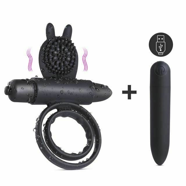 Mini  Silicone Vibrating Double  Ring  Rings