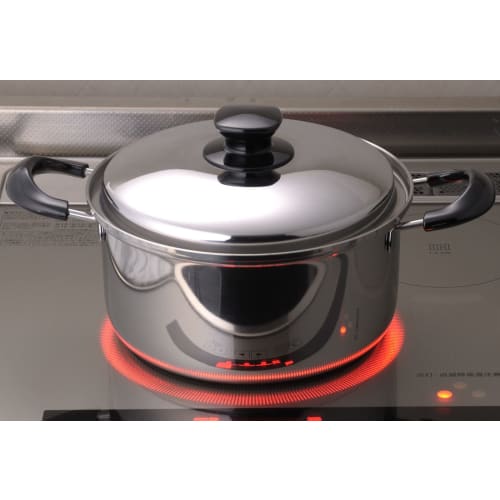 Yoshikawa Integrate Tsubame-Sanjo 22cm 4.5L Double-Handled Pot with Lid, Induction and Direct Heat Compatible, Made in Japan, SJ3396