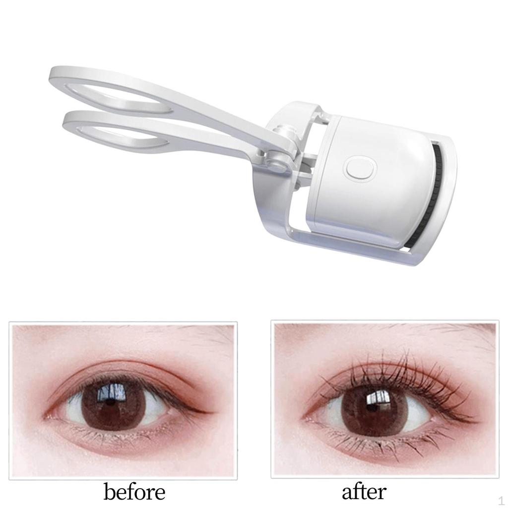 Portable Heated Eyelash Curler Type C Rechargeable Fast Heating Tool Mini White