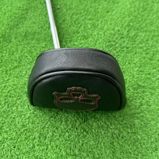 Golf Mallet Putter Cover Magnetic Closure Faux Leather Club Headcover with Skull Pattern for Woods Driver Fairway Hybrid