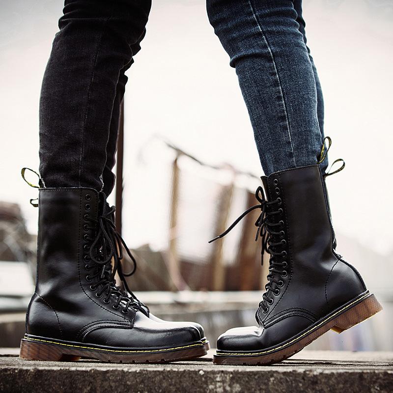 Exklusiv für große Martin-Stiefel, hochgeschnittene britische Retro-Martin-Schuhe, Langstiefel, Samt-Militärstiefel.