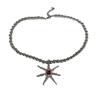 New Punk Sliver Color Liquid Metal Marine Life Irregular Starfish Red Heart-shaped Rhinestone Pendant Necklace for Women Jewelry