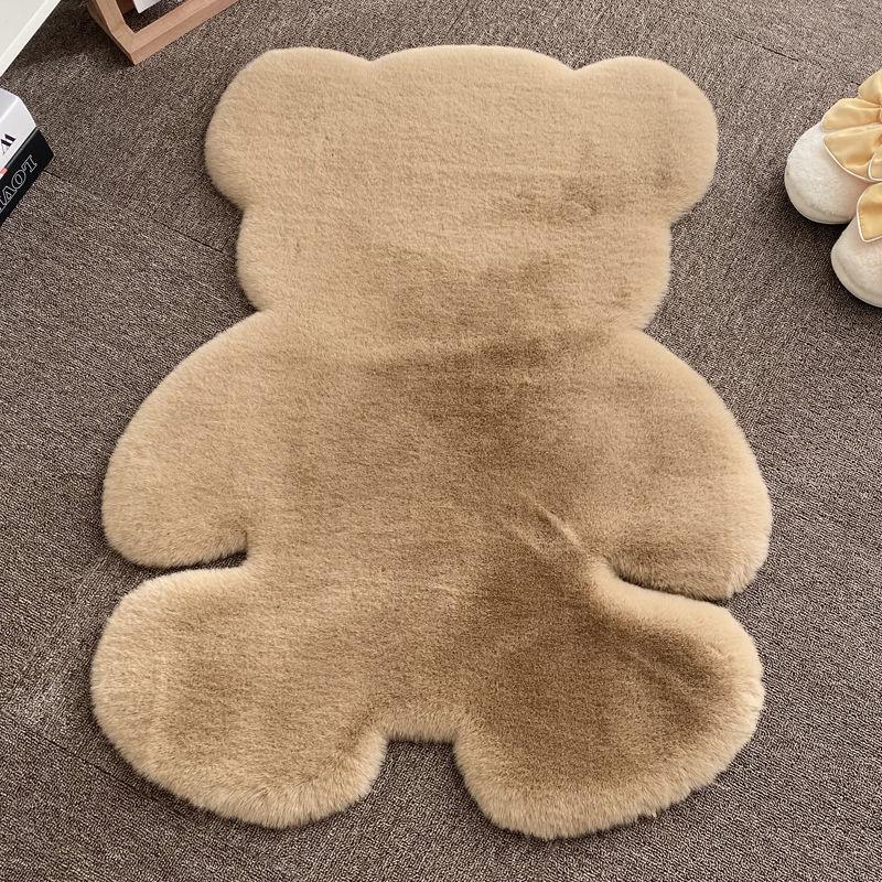 Cute Cartoon Rabbit Fur Plush Teddy Bear Rug – Faux Fur Animal Shape Rug for Children s Bedroom 40x50cm Sample