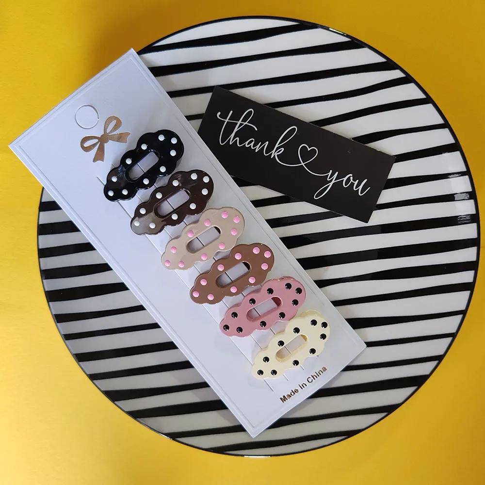 

6pc Cute European and American Colorful Dot Hairpin Hair Side Clips for Women Girls Children Gift Korean Hair Accessories