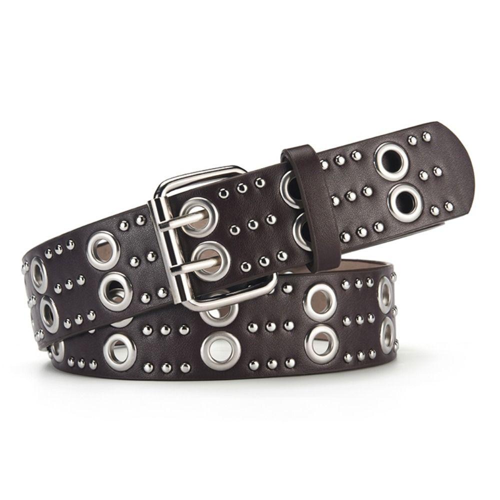 Luxury Design Rivet Belt Retro Punk Waistband Business Waist Belt  Paired with Skirts Jeans