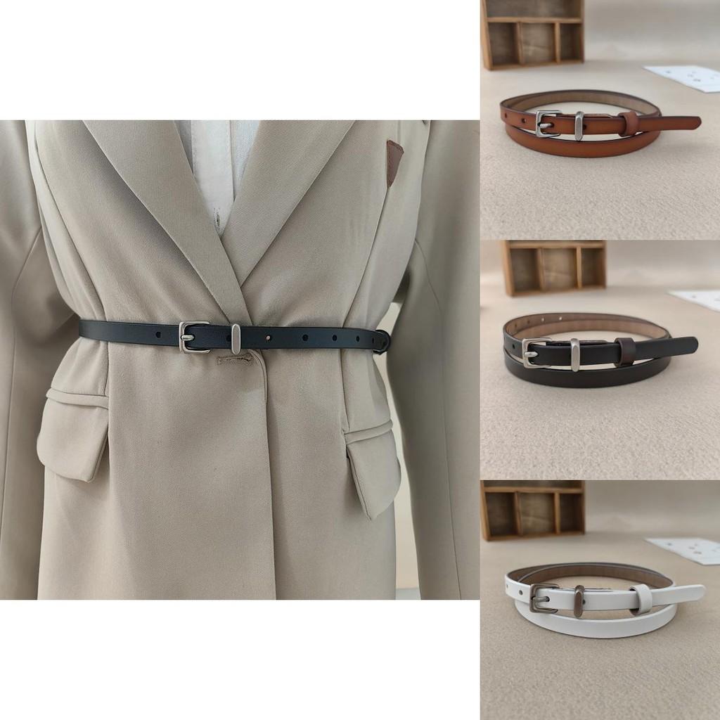 Classic Twolayer Leather Belt For Women With Silver Buckle For Casual And Office Wear