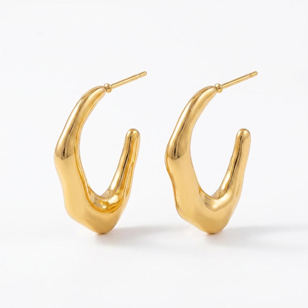 18k Gold-Plated Stainless Steel Cross Retro Light Luxury Earrings