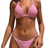 Solid Ruched Tie Sexy Two Piece Bikini Elegant Comfortable For Beach Vacation