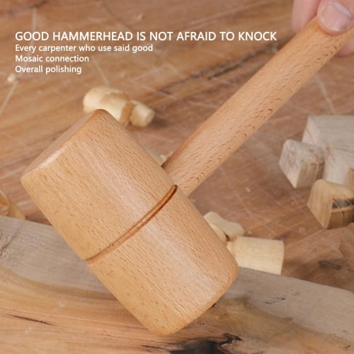 Comfortable Round Head High-Hardness Mallet, Beech Wood Hammer for Woodworking, Wood Carving, and Leathercraft, DIY Carpentry Tool for Woodworking Ent