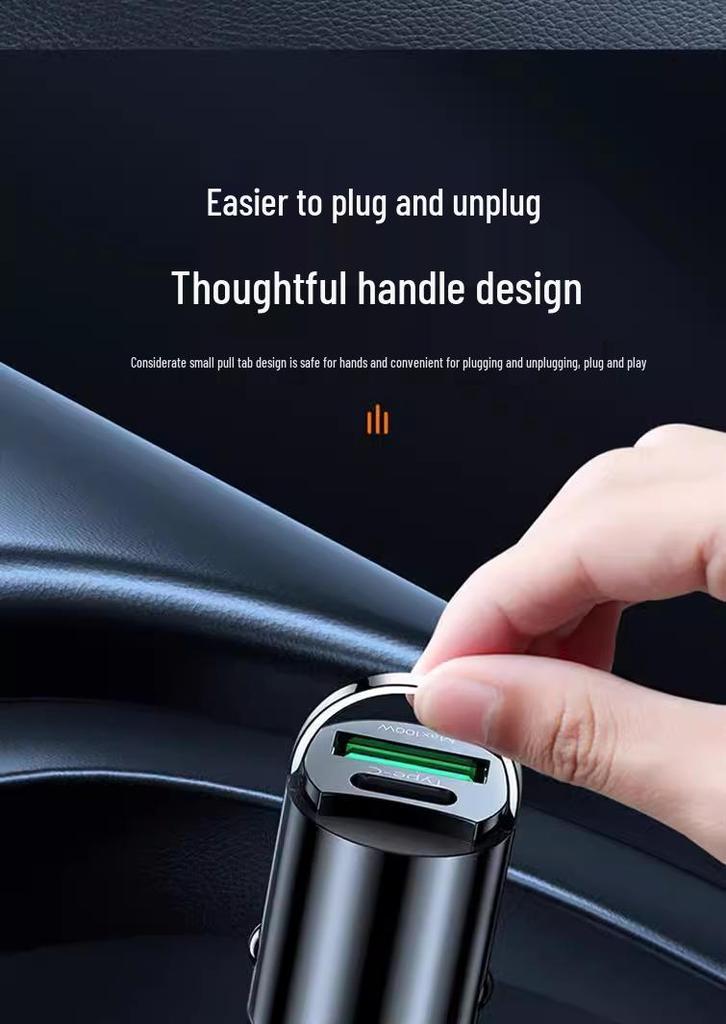 Mini USB Type-C Fast Car Charger with Flash Charge Capability