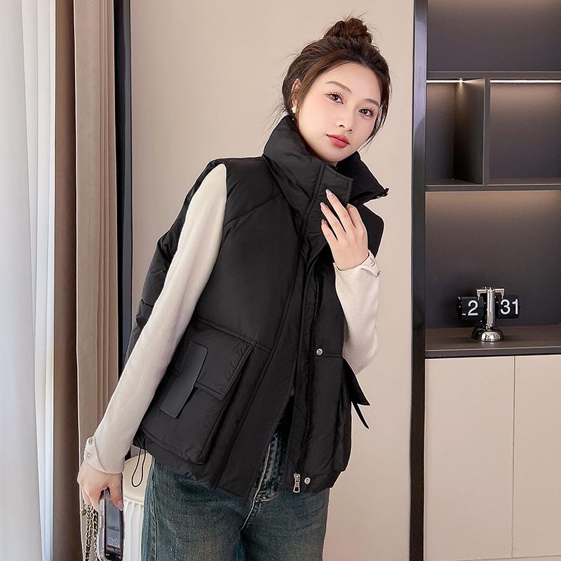 Down cotton short standup collar women's vest 2024 winter new Xiaoxiangfeng vest loose fashion outer vest