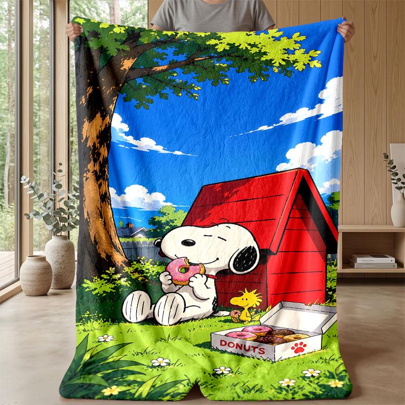 Soft Flannel Blanket Lightweight Cozy Bedroom Living Room CoverSnoopy Peanuts