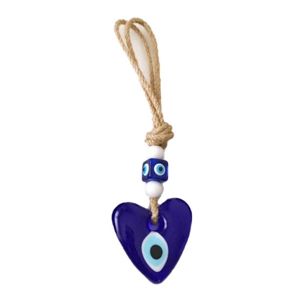 Herzförmiger Türkisch Blauer Augen Glasanhänger – Böses Auge Wandbehang Charme