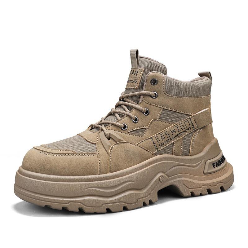 

2026 New Outdoor Men Ankle Boots Luxury Platform Men Cowboy Boots Lace Up Anti-Slip Training Shoes High Top Men Motorcycle Boots 39 хаки