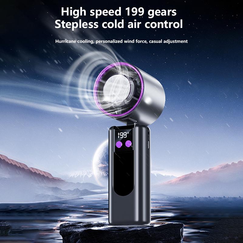 199-speed High-speed Cooling Fan Usb Charging Digital Display Large Wind Turbine Handheld Portable Fan Mini Cooling Fan 2026 Hot