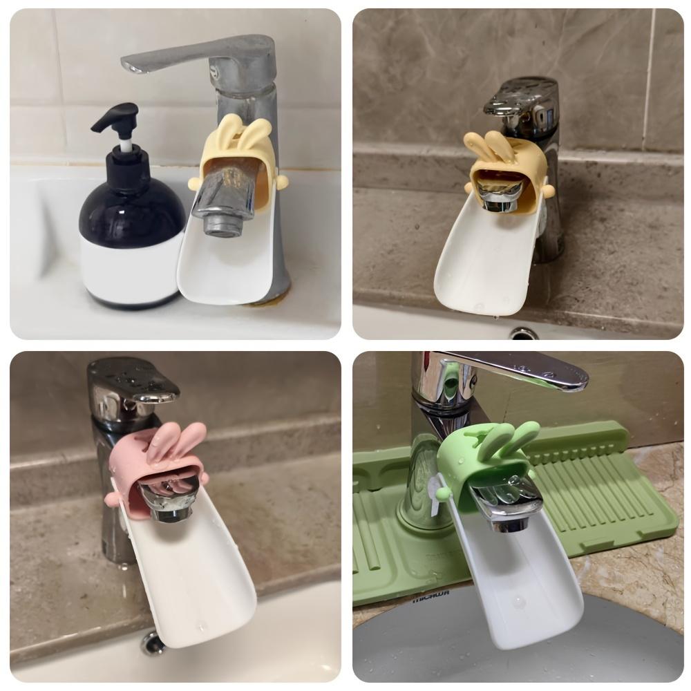 U-Shaped Faucet Extender with Cute Bunny Design - Durable Polyester Kitchen Sink Faucet Extender, Drinking Water Safe, Easy Installation