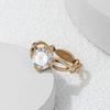 Korea Neue Mode Großhandel Einfach Exquisit Echt 14K Gold Plated Blume Zirkon Ring Elegant Damen Hochzeitsgeschenk