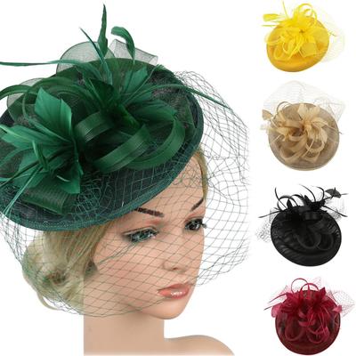 Women's Elegant Hat Strap Flower Feather Party Hat Hair Clip Headband Accessory