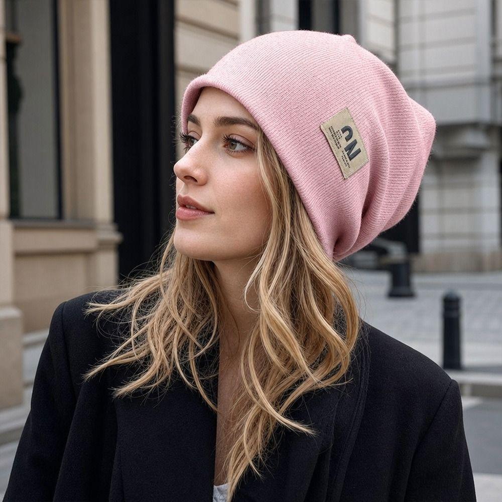 Windproof Winter Hat Coldproof Knitted Pullover Cap Fashion Skullies Hat  for Women