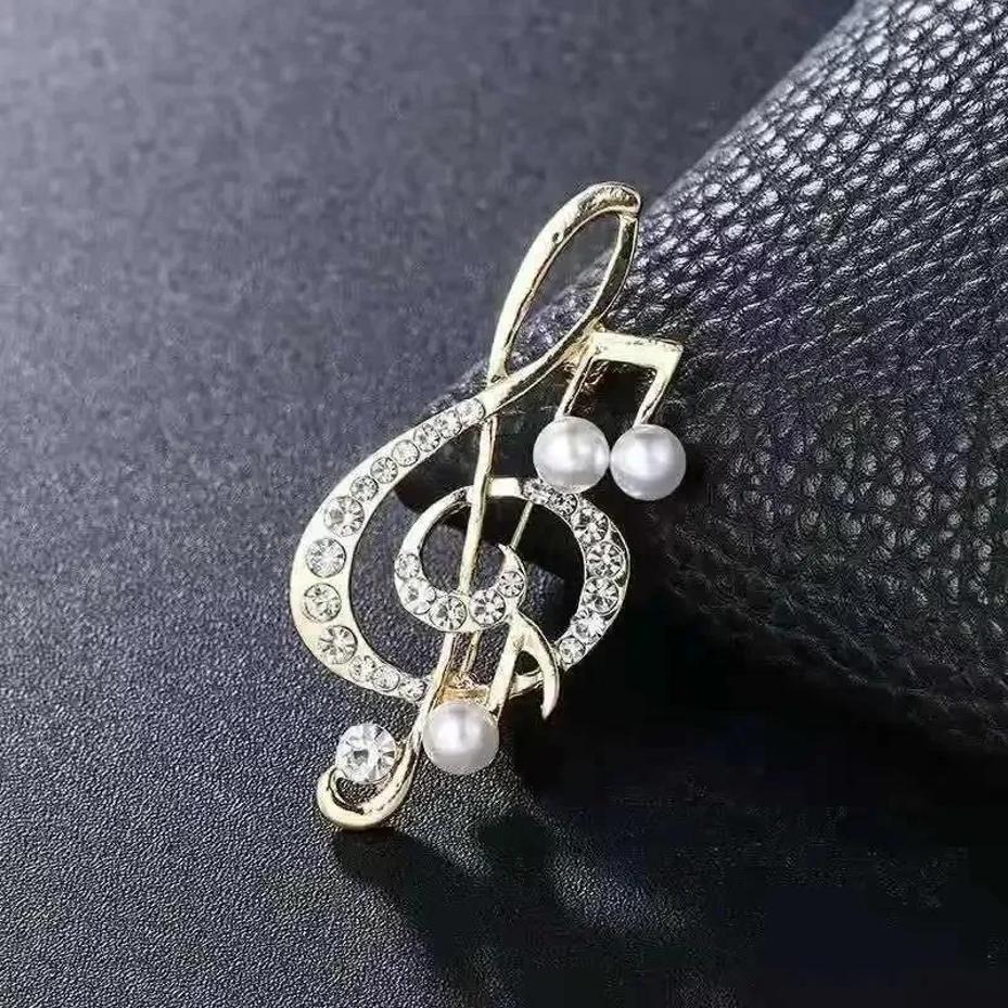 New Brooch For Women Elegant Music Note Pearl Pendant Jewelry Music Note Brooch Fashion Temperament Dress Decoration Accessories