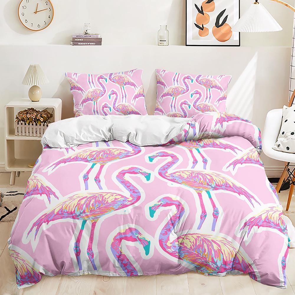 Bed Three-Piece Flamingo Animal Kit Digital Printing Two-Piece Set