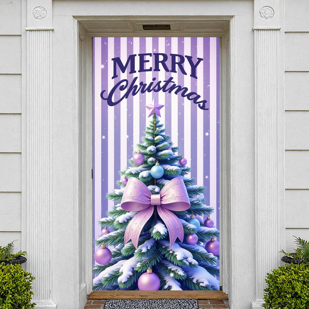 Merry Christmas Banner Purple Theme Christmas Decoration Display Christmas Banner Holiday Backdrop For Indoor Event Winter Xmas