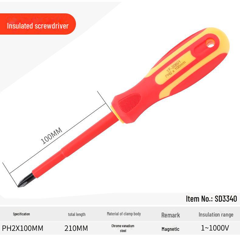 

Набор изолированных магнитных отверток Kraftwell для электриков — устойчивые к давлению крестовые и плоские наконечники