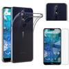 Protective Case - PHONILLICO - Nokia 7.1 - Transparent Silicone - Ultra Slim - Tempered Glass